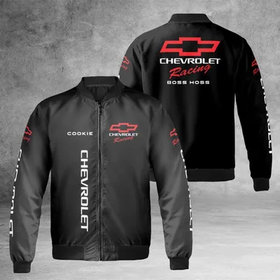 Bomber Jacket,Chevrolet Racing Logo Print,Boss Hoss Motorsport Fan Gear,Auto Enthusiast Gift Bomber Jacket