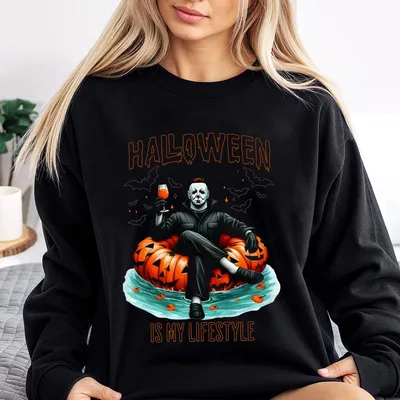 Halloween Spirit Is A Lifestyle Women S Sweatshirt Casual Cotton Polyester Blend Sweatshirt With Graphic Print For Halloween