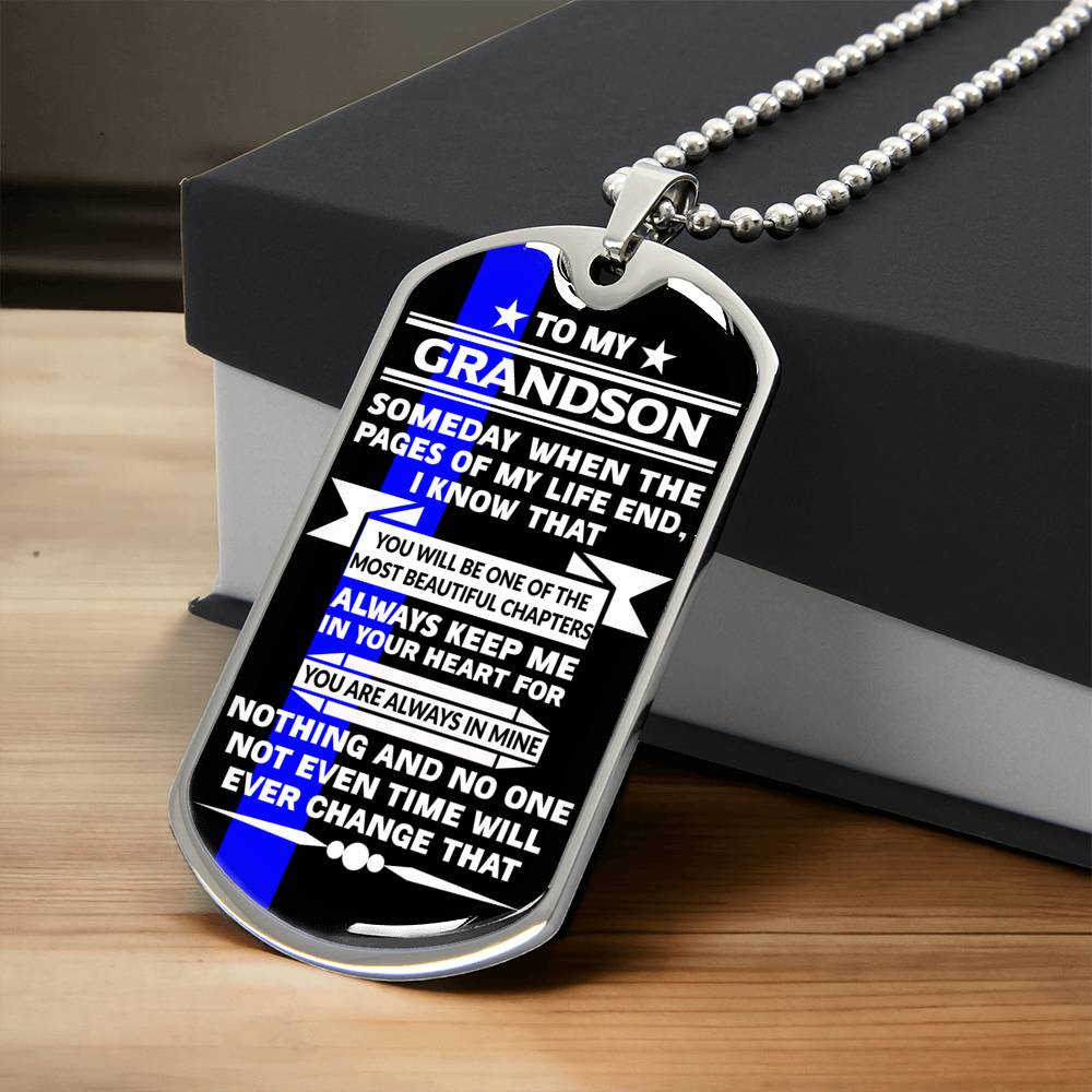 To My Grandson Necklace - Usa Made - Army Tag Necklace, Dog Tag