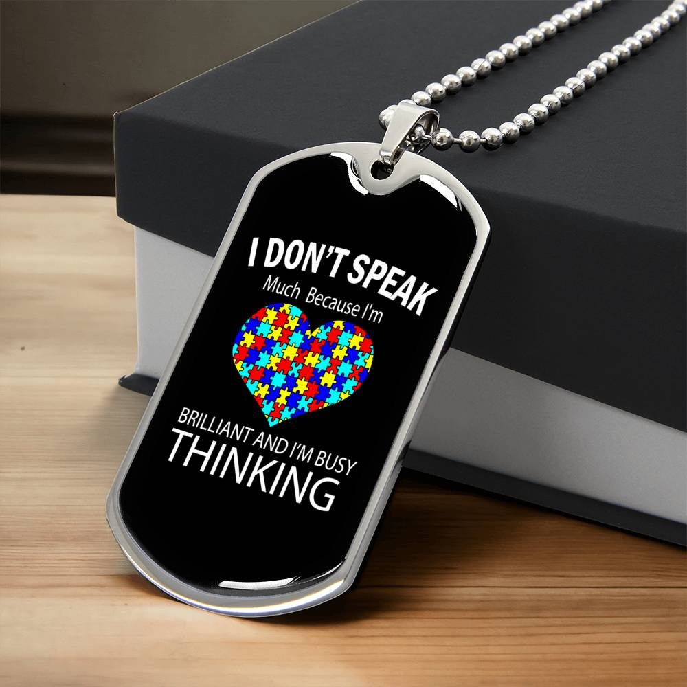 Autism Autistic Boys Girls Dog Tag Necklace - Army Tag Necklace, Dog Tag