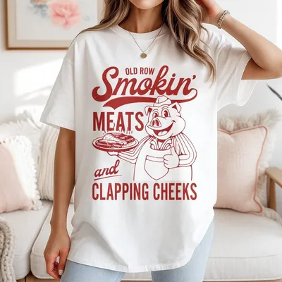 Old Row Smokin Meats And Clapping Cheeks Cotton Unisex T-Shirt