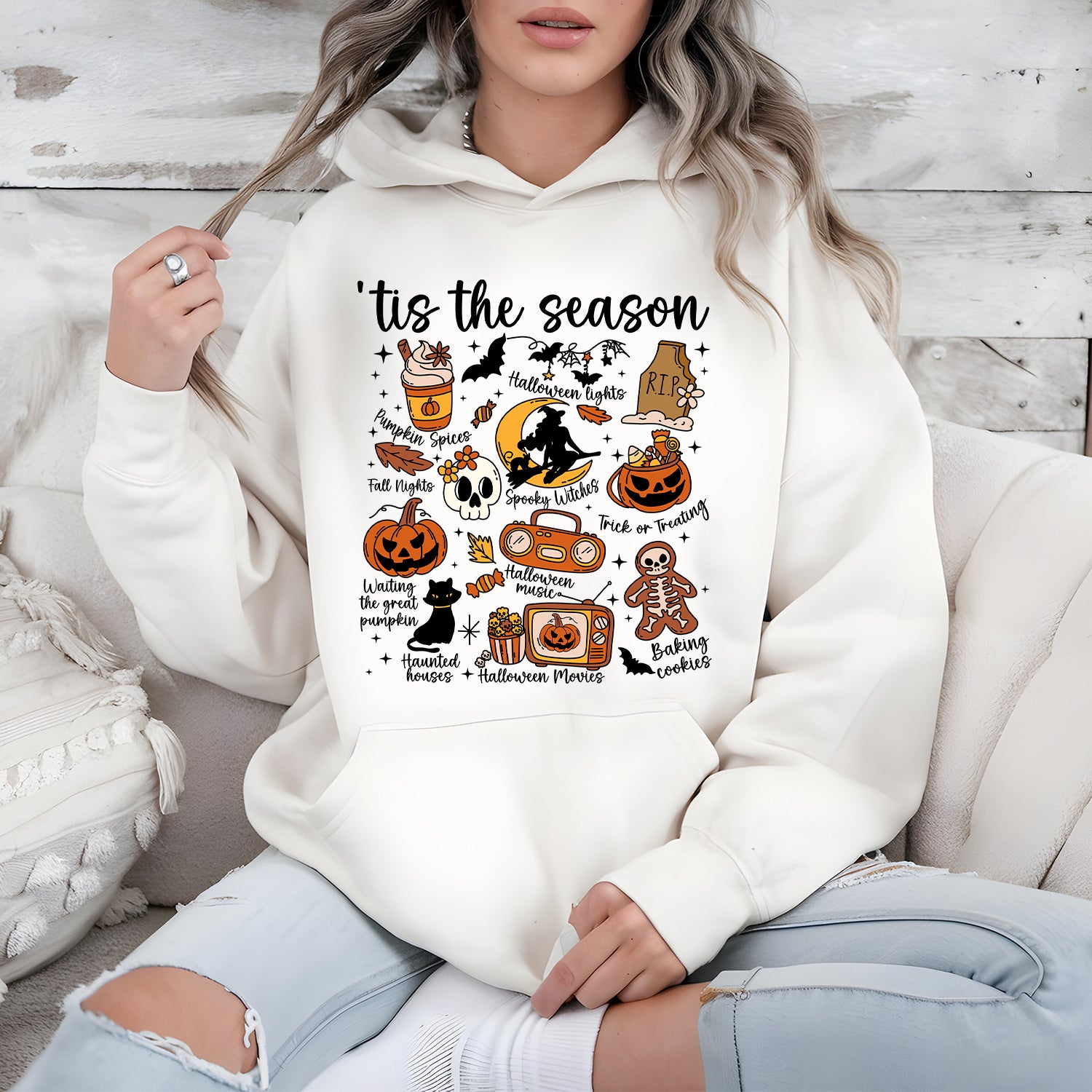 Halloween Doodles Hoodie – Fun Spooky Season Graphic Pullover