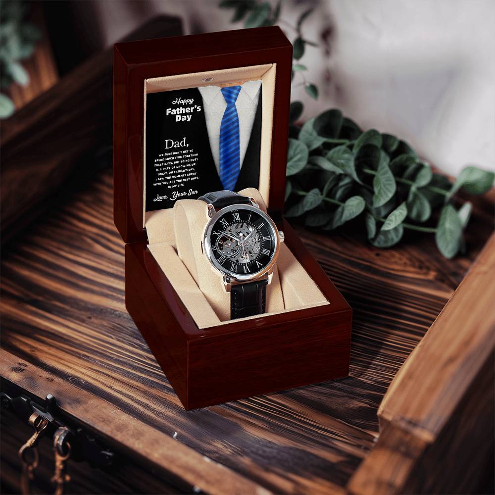 To My Dad Gift Watch Openwork Watch For Dad Father's Day Watch With Message Card Father's Day Gift To Dad From Son