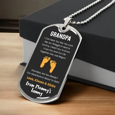 Grandpa I Can Hear You Say You Love Me - Yellow Version - Army Tag Necklace, Dog Tag