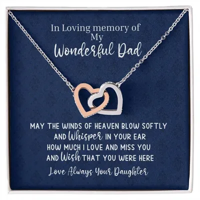 Dad Remembrance - 2 Hearts Necklace - Love Daughter Interlocking Hearts Necklace