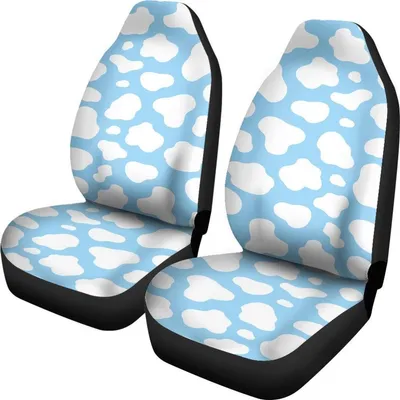 White And Blue Cow Print Universal Fit Car Seat Covers