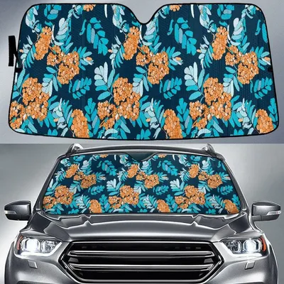 Orange Tropical Milkweed Flower Car Sun Shades Cover Auto Windshield PrintSyde