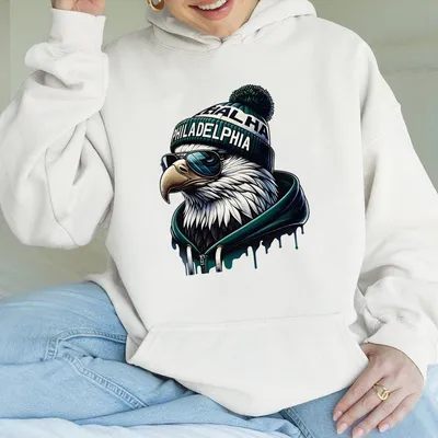 Black Graphic Hoodie, Philadelphia Eagle Inspired Cool Bird Design, Soft Cotton Blend, Comfortable Unisex Fit