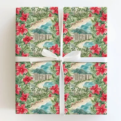 Waikiki Wonderland - Gift Wrap for Christmas, Holidays Wrapping Paper, Christmas Wrapping Paper