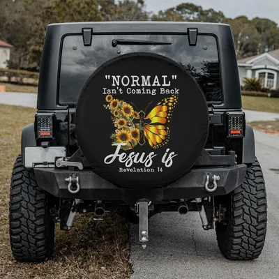 Normal Isn'T Coming Back Jesus Is Christian Sunflower Women Spare Tire Cover Thickening Leather Universal Fit Spare Tire Cover