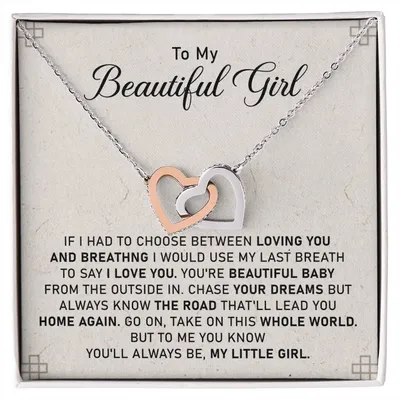 Gift For Daughter From Dad Birthday Gift For Daughter Christmas Gift For Daughter🎁 Interlocking Hearts Necklace