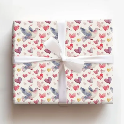 Dove Me Tender - Gift Wrap for Christmas, Holidays Wrapping Paper, Christmas Wrapping Paper