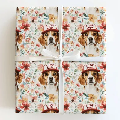 Mom's Favorite Beagle - Gift Wrap for Christmas, Holidays Wrapping Paper, Christmas Wrapping Paper