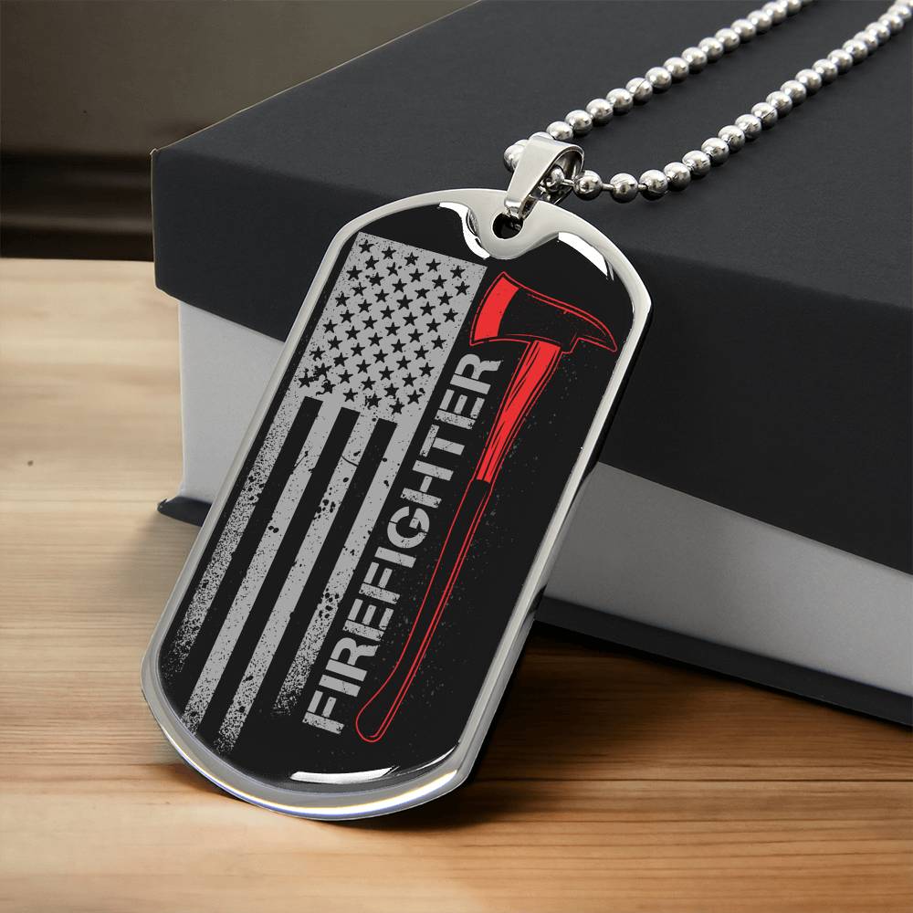 American Firefighter -Dogtag Pendent - Army Tag Necklace, Dog Tag