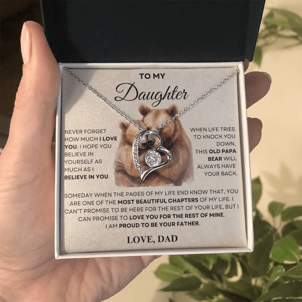To My Daughter Forever Love Necklace, This Old Papa Bear Will Always Have Your Back