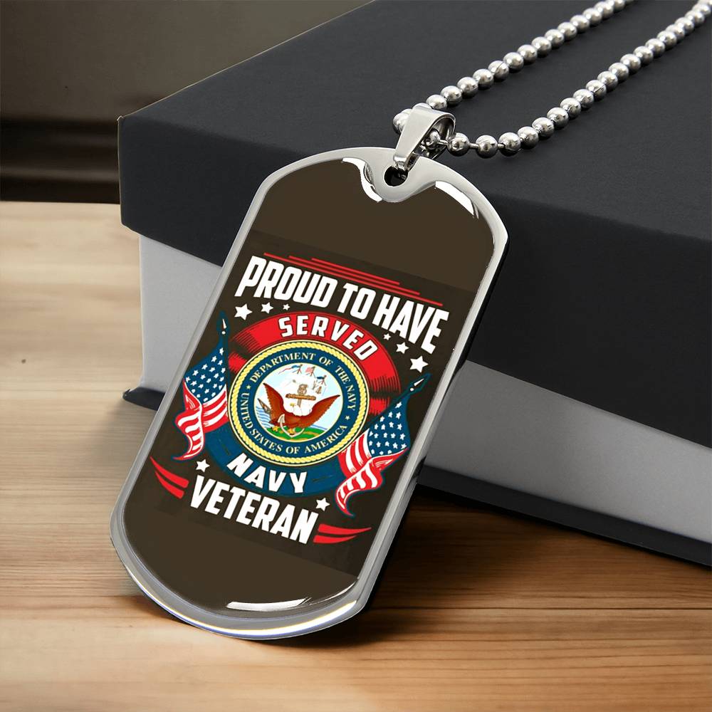 Navy Veteran Dog Tag - Army Tag Necklace, Dog Tag