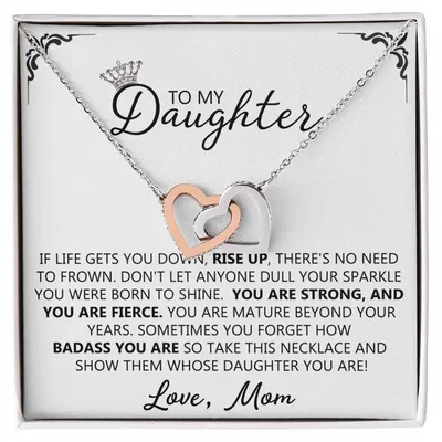 To My Daughter - Straighten Your Crown Unique Interlocking Hearts Binding Necklace Gift Set Interlocking Hearts Necklace