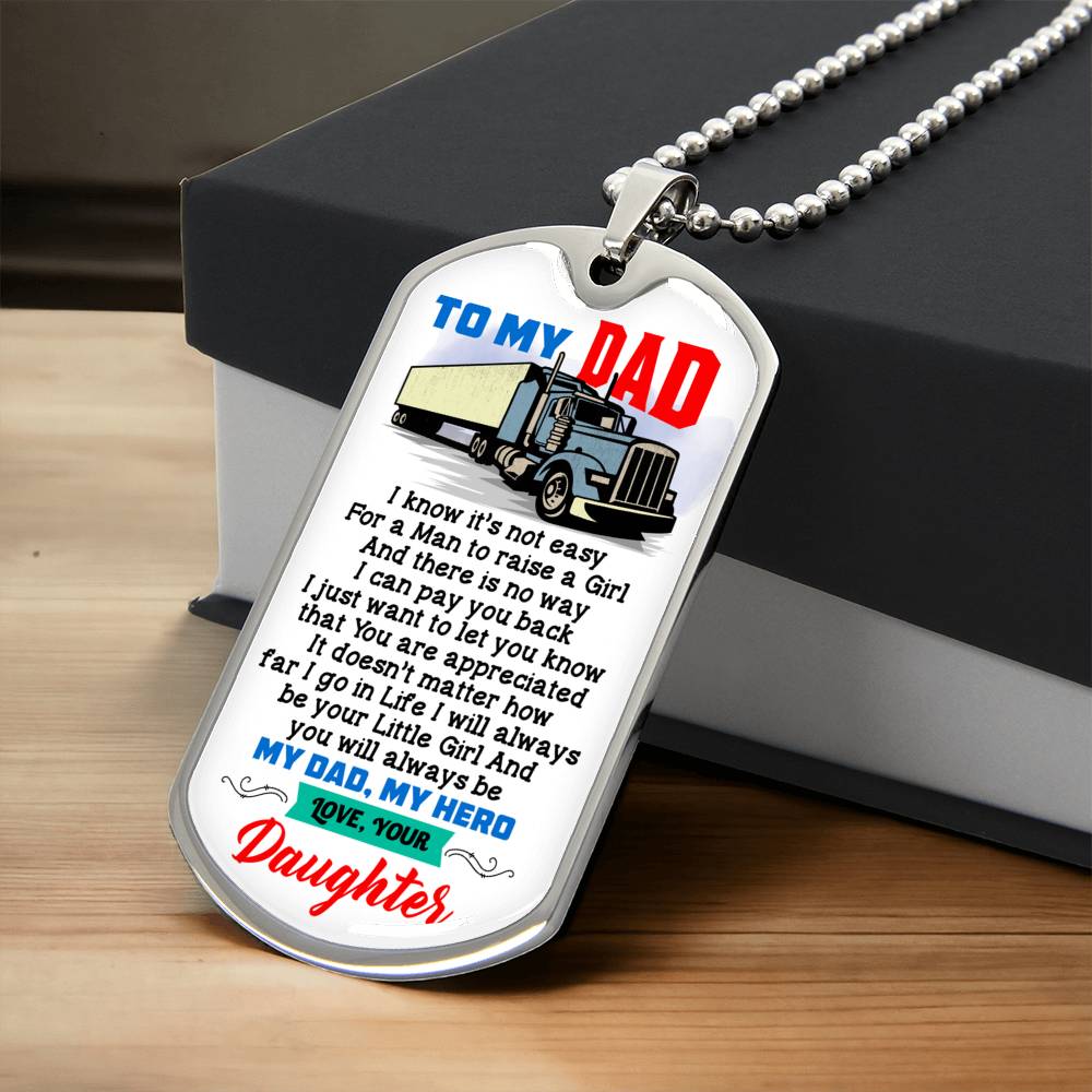 Driver Profession - Driver Dad Gift - Gift From Daughter - Driver's Daughter - Driver Jobs - Driver Father Birthday Gift - Army Tag Necklace, Dog Tag