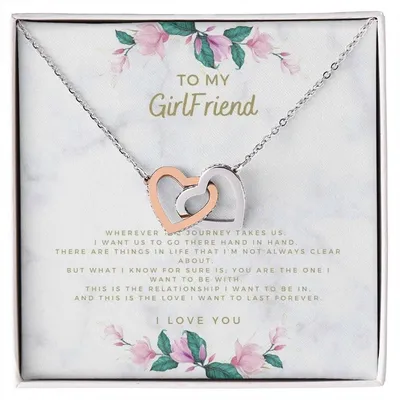 To My Girlfriend Gift From Boyfriend For Valentine Day Interlocking Hearts Necklace