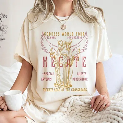 Hecate T-Shirt, Distressed Band T-Shirt, Greek Mythology T-Shirt, Triple Goddess Graphic T-Shirt