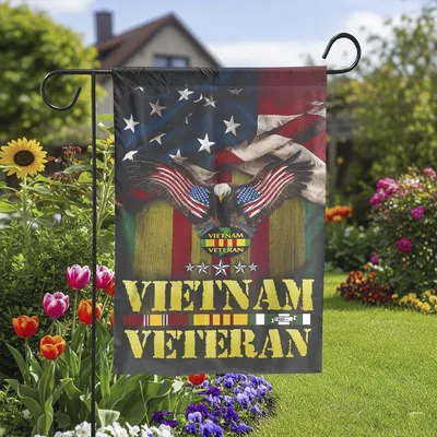 Vertical Garden - Vietnam Veteran Garden Flag , Patriotic Eagle And American Flag Vertical Yard Banner Vertical Garden Flag