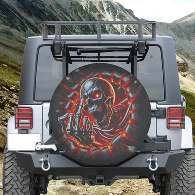 Funny Skeleton Skull Spare Tire Cover With Or Without Backup Camera Hole, Skull Tire Cover, Skull Spare Tire Cover Spare Tire Cover