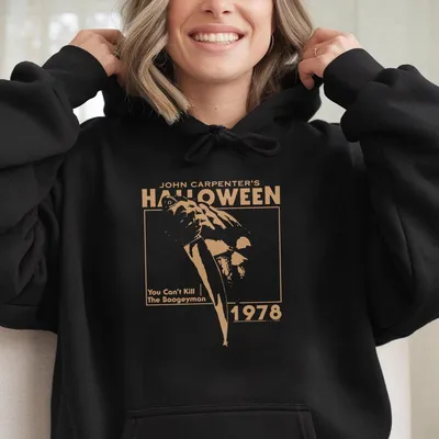 Unisex Vintage Hoodie 1978 Halloween Michael Myers Horror Movie Graphic Hoodie Soft Cotton Fit Retro Scary Fan