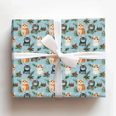 Meow Mint Moment - Gift Wrap for Christmas, Holidays Wrapping Paper, Christmas Wrapping Paper
