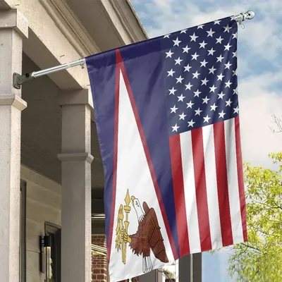 United States And Virgin Islands House Flag, Dual National Pride With Eagle Emblem Design Vertical House Flag