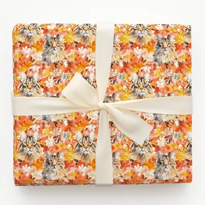 Secret Garden Cat - Gift Wrap for Christmas, Holidays Wrapping Paper, Christmas Wrapping Paper