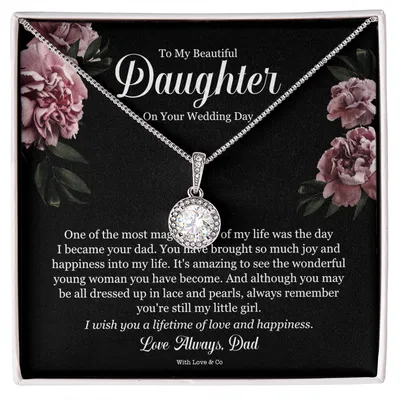 To My Daughter On Your Wedding Day - From Dad, Wedding Necklace Gift To Daughter, Gift For Daughter On Wedding Day From Father Gifts, Bride Gift From Dad, Anniversary Gift, Valentine's Day, Christmas Gifts, Birthday Gifts