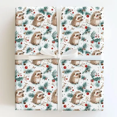 Holiday Hedgehog - Gift Wrap for Christmas, Holidays Wrapping Paper, Christmas Wrapping Paper