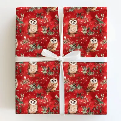 Jingle Hoots - Gift Wrap for Christmas, Holidays Wrapping Paper, Christmas Wrapping Paper