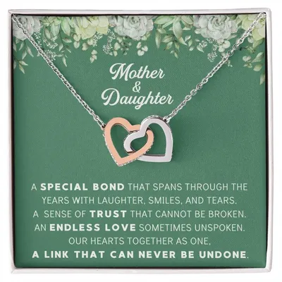 Linked Hearts Necklace For Mother Daughter Gift Minimalist Jewelry Gift For Daughter Mothers Day Sentimental Jewelry Gift For Mom Interlocking Hearts Necklace