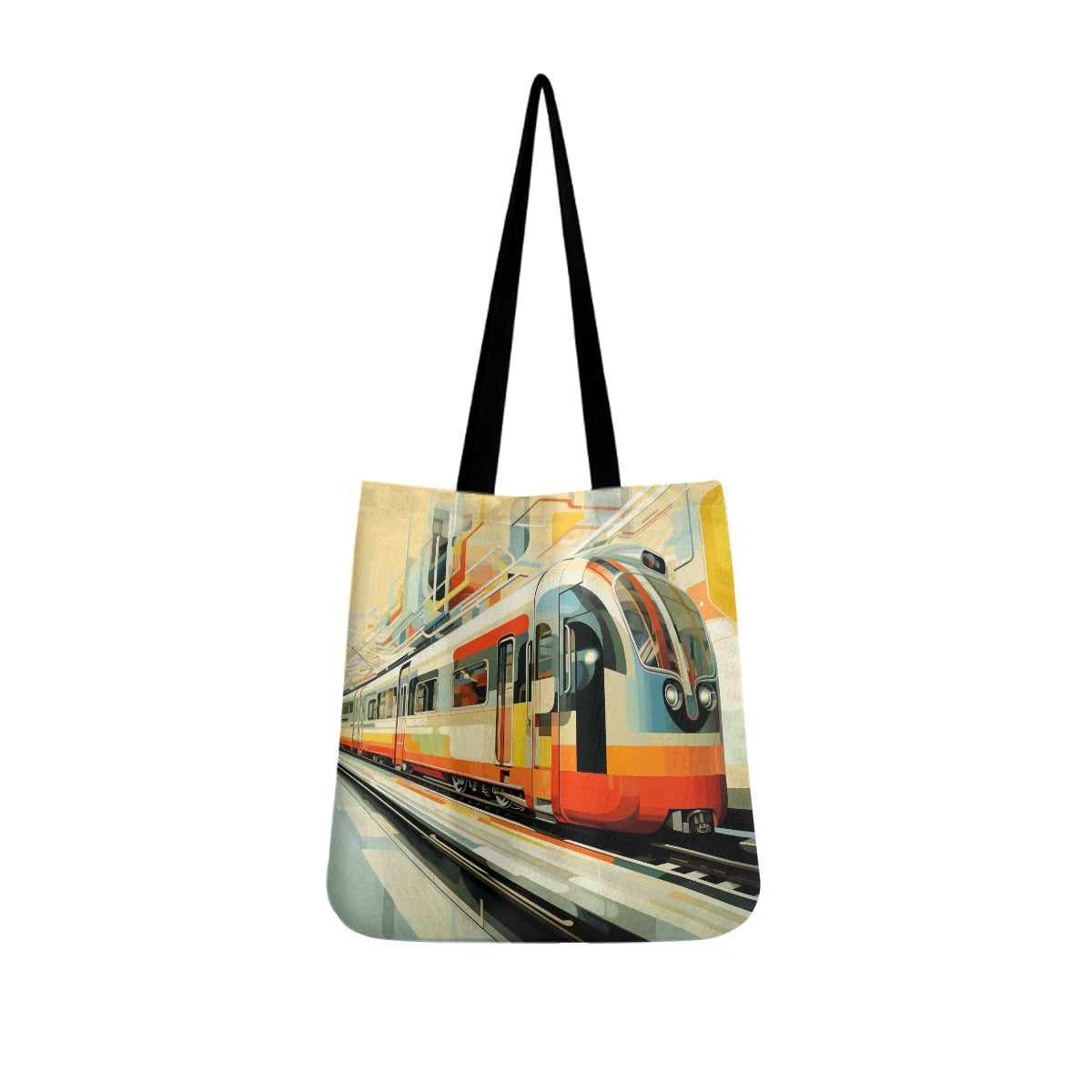 Modern Train Illustration Cloth Tote Bags