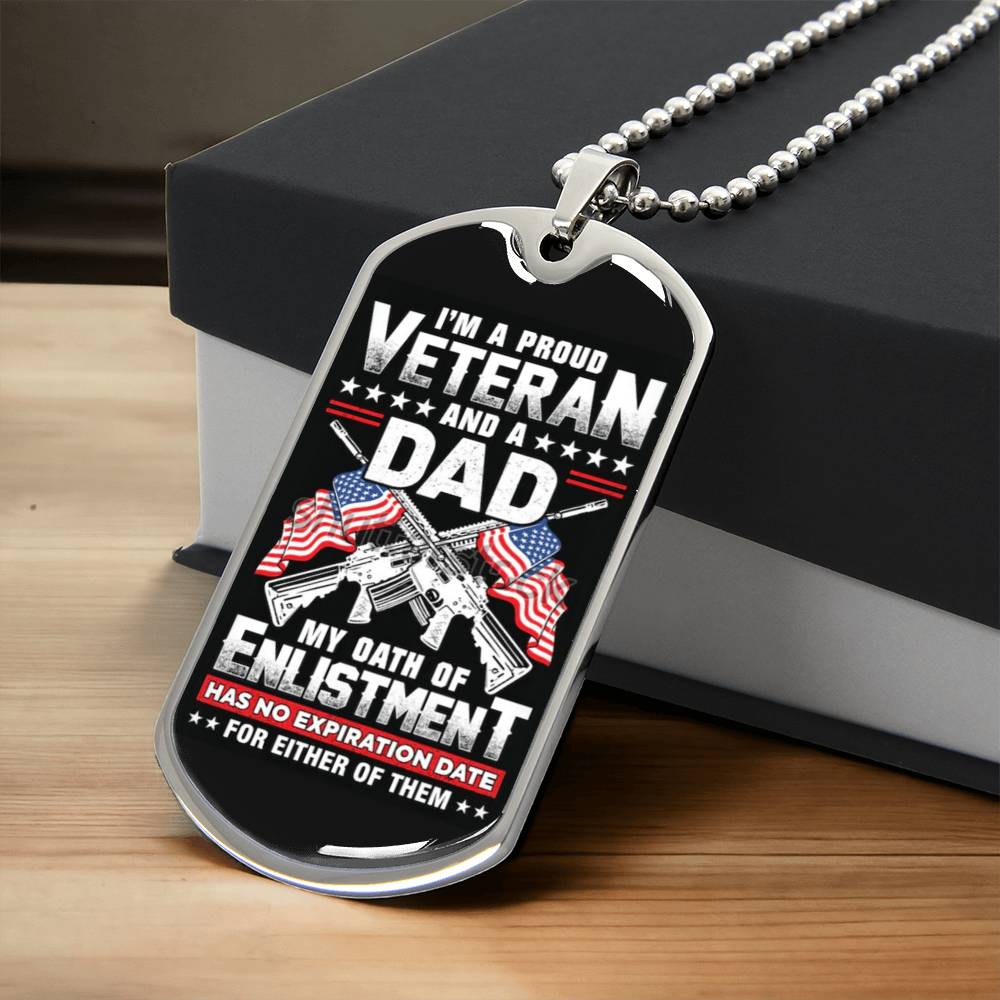 Veterans Dad Gift, Military Dog Tag, Engraved Necklace, Veteran Gift, Custom Dog Tags, Military Gift Ideas - Army Tag Necklace, Dog Tag