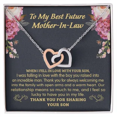 Gift For Future Mother-In-Law - The Boy You Raised - Interlocking Interlocking Hearts Necklace