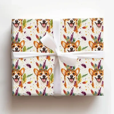 Mardi Gras Corgi - Gift Wrap for Christmas, Holidays Wrapping Paper, Christmas Wrapping Paper