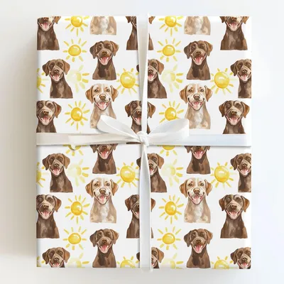 Sunny Day with the Brown Labs - Gift Wrap for Christmas, Holidays Wrapping Paper, Christmas Wrapping Paper