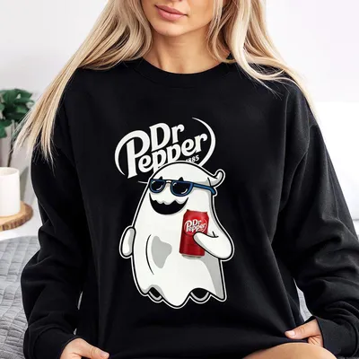 Pepper Ghost Halloween Sweatshirt, Funny Soft Drink Graphic Sweatshirt For Spooky Season, Trendy Unisex Halloween Sweatshirt For Men And Women