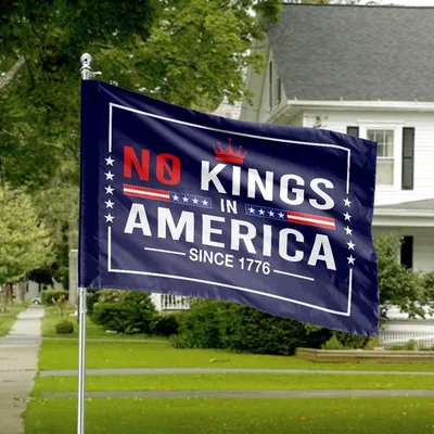 No Kings In America House Flag, Patriotic Anti-Monarchy Banner Celebrating 1776 Horizontal House Flag