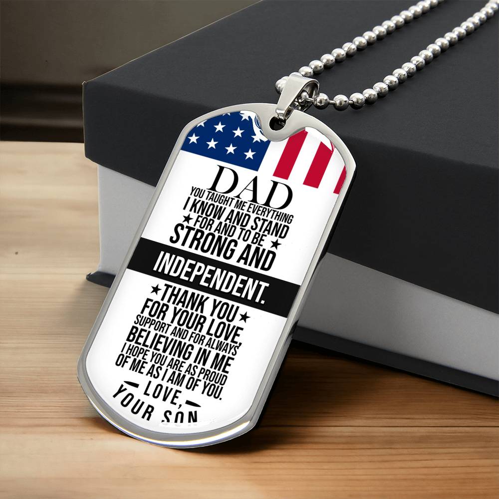 Father's Day Gift For Dad, Custom Necklace For Dad, Personalized Dog Tag, When You Didn't Have My Hand You Had My Back - Army Tag Necklace, Dog Tag