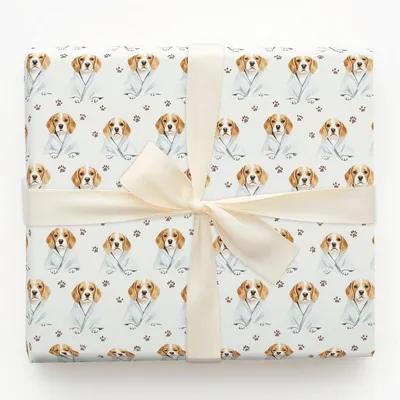 Spa Day with the Beagles - Gift Wrap for Christmas, Holidays Wrapping Paper, Christmas Wrapping Paper