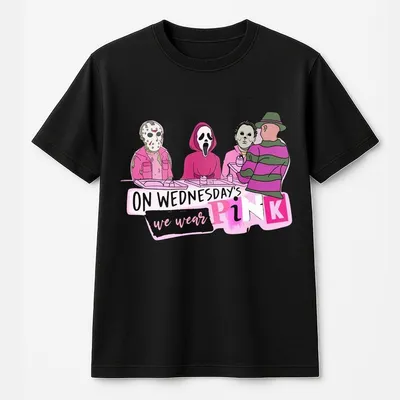 Mean Girls On Wednesdays We Wear Pink Halloween T-Shirt Funny Pink Halloween Unisex T-Shirt T-Shirt T-Shirt For Women