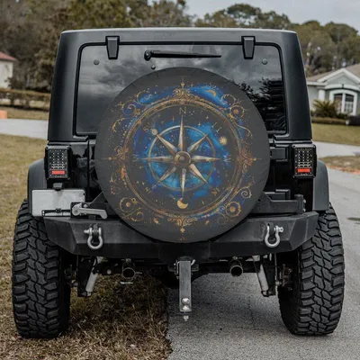 Celestial Compass Spare Tire – Vintage Nautical Star Map Design, Waterproof Vinyl Wheel Cover Spare Tire Cover