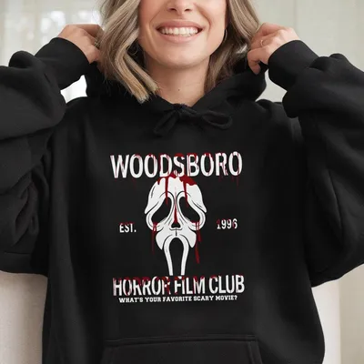 Woodsboro Film Club Hoodie Halloween Ghostface Vintage Hoodie Hoodie Scary Movies Halloween Hoodie Halloween Characters