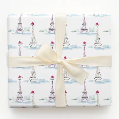Eiffel Cheer - Gift Wrap for Christmas, Holidays Wrapping Paper, Christmas Wrapping Paper