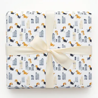 City with the Beagles - Gift Wrap for Christmas, Holidays Wrapping Paper, Christmas Wrapping Paper