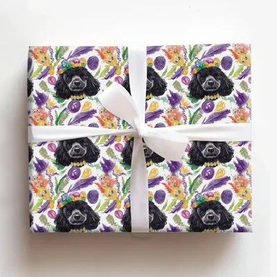 Mardi Gras Poodle - Gift Wrap for Christmas, Holidays Wrapping Paper, Christmas Wrapping Paper