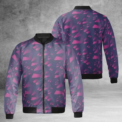 Retro Neon Windproof Bomber Jacket, Purple Pink Geometric Pattern, Vaporwave Aesthetic Streetwear Bomber Jacket
